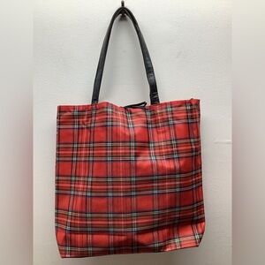 Plaid Tote Bag Red and Black Preloved